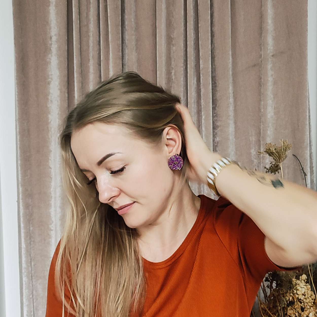 Kolczyki fioletowe koła - obrazek 3