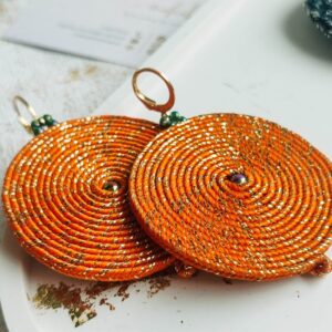 pomarańcz ze złotem kolczyki