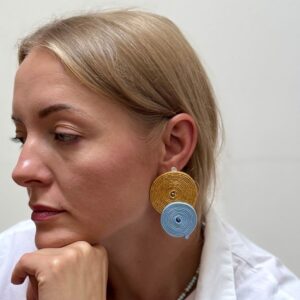 asymetryczne kolczyki błękitno - kremowe