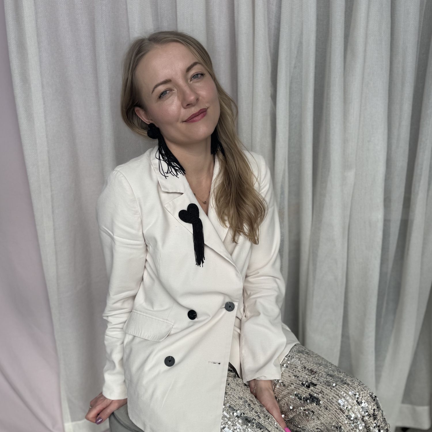 Czarne długie kolczyki handmade