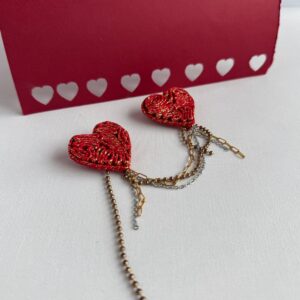 czerwone serce broszka